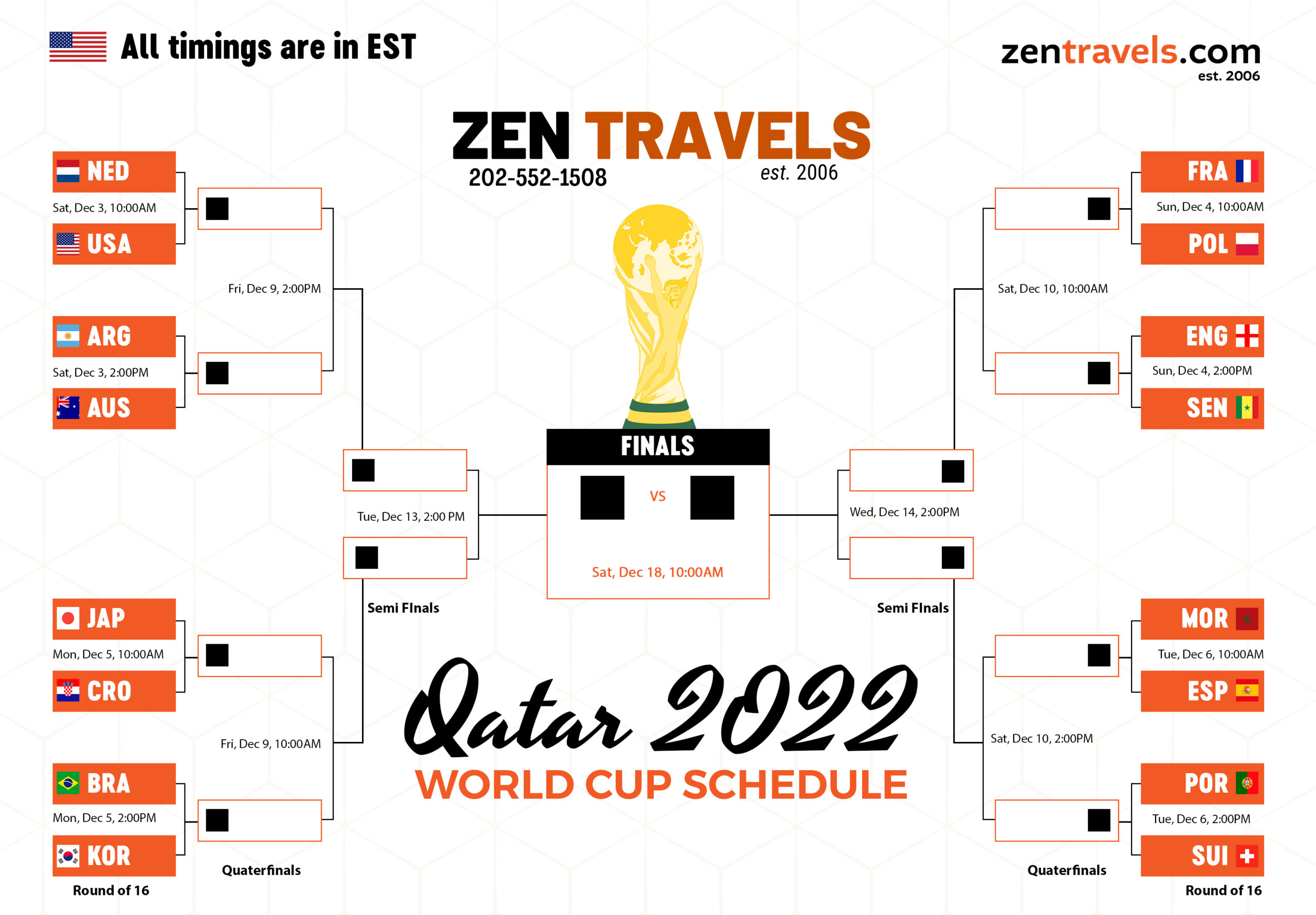 World Cup Schedule (US / EST Time format) (click to view image in a new tab)